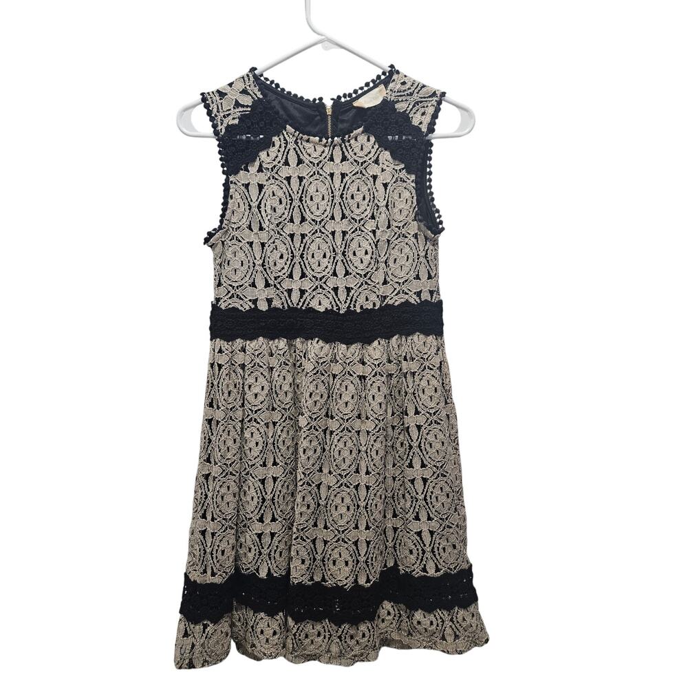 Altar’d State Black Beige Lace Dress Medium Boho Romantic Mini